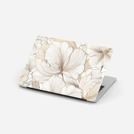 Adesivo per laptop motivo floreale a linee sottili crema • Wallissimo®