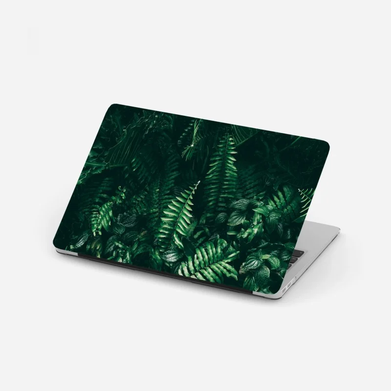 Adesivo per laptop verde tropicale: atmosfera di giungla in tonalità scure