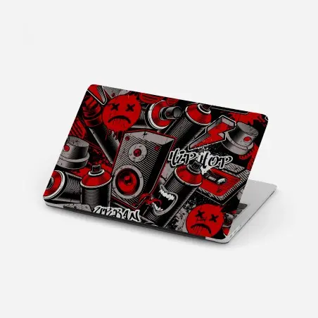 Adesivo per laptop murale urbano graffiti e hip hop in rosso e nero • Wallissimo®