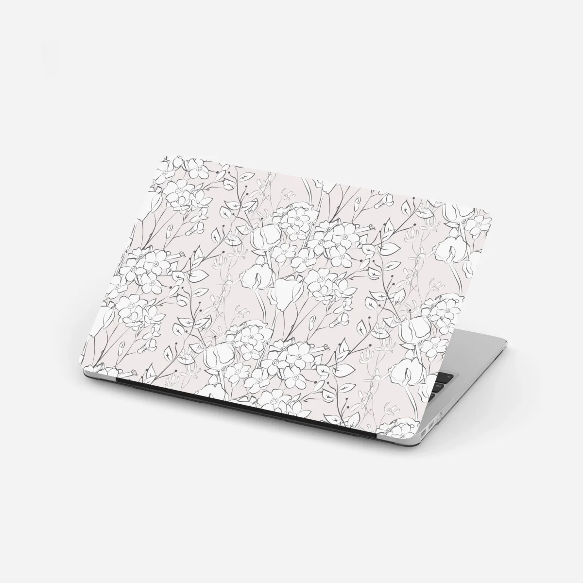 Adesivo per laptop motivo floreale delicato su sfondo rosa • Wallissimo® Adesivo per laptop motivo floreale delicato su sfondo rosa • Wallissimo®