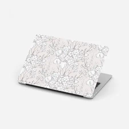 Adesivo per laptop motivo floreale delicato su sfondo rosa • Wallissimo®