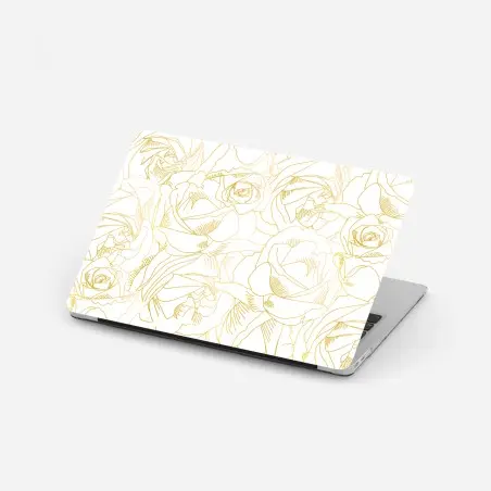 Adesivo per laptop bouquet di rose dorate • Wallissimo®