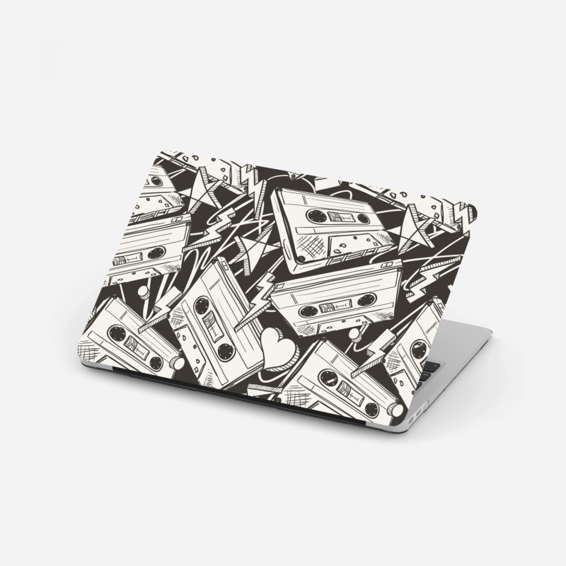 Adesivo per laptop motivo vintage di cassette audio