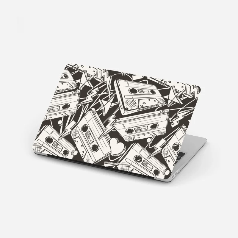 Adesivo per laptop motivo vintage di cassette audio