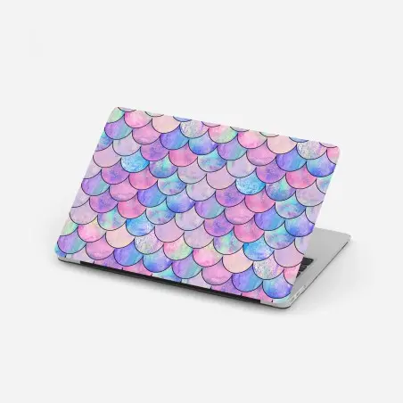 Adesivo per laptop motivo squame di sirena acquerellato in tonalità pastello iridescenti • Wallissimo®