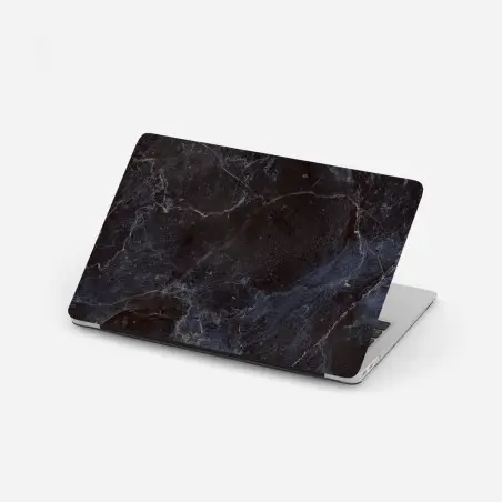Adesivo per laptop marmo nero venato con riflessi blu • Wallissimo®