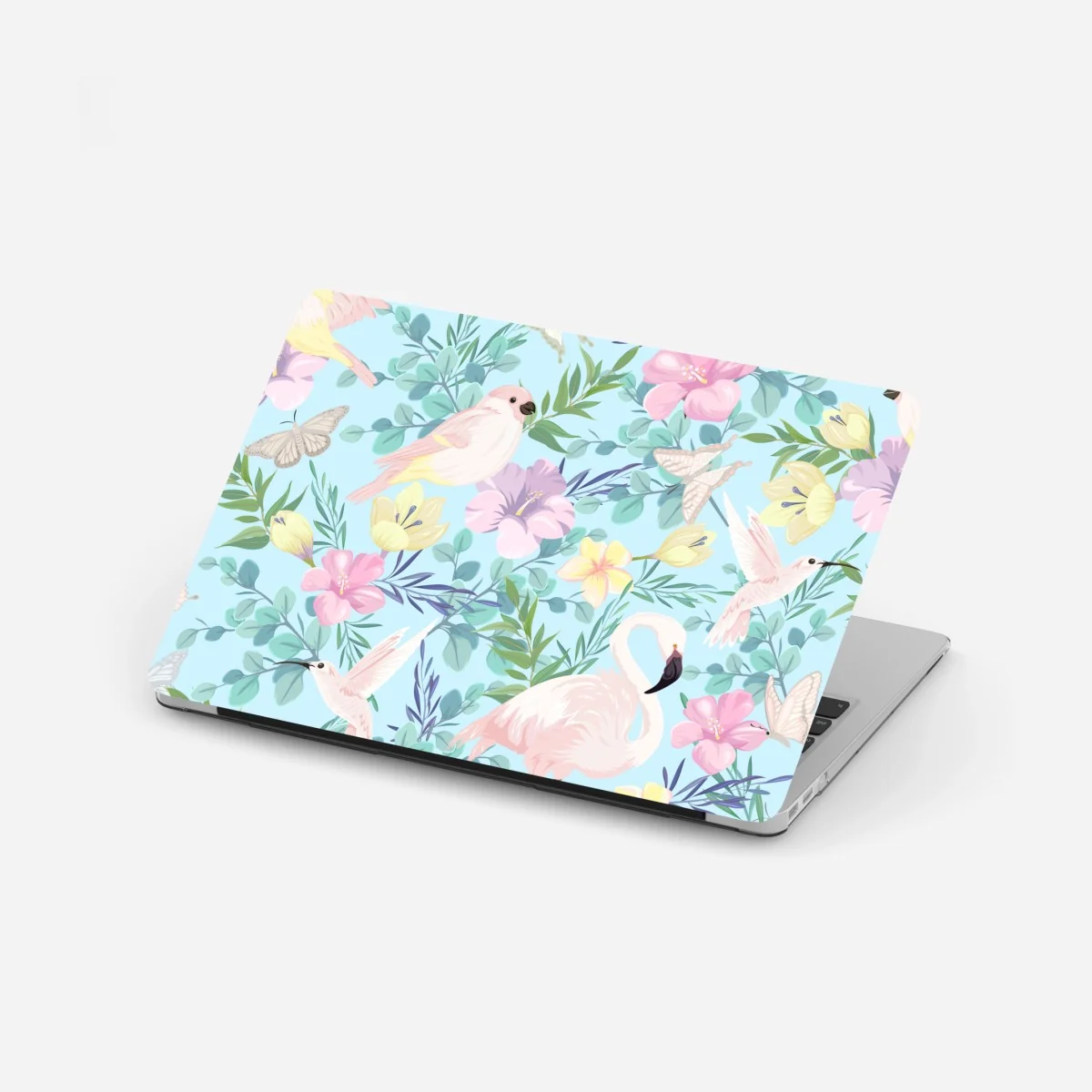 Adesivo per laptop sogno tropicale in toni pastello con fenicotteri • Wallissimo® Adesivo per laptop sogno tropicale in toni pastello con fenicotteri • Wallissimo®