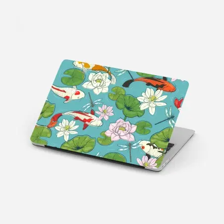 Adesivo per laptop laghetto di carpe koi e ninfee • Wallissimo®