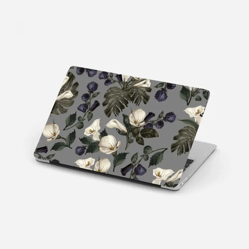 Adesivo per laptop motivo botanico elegante con calle e foglie di monstera
