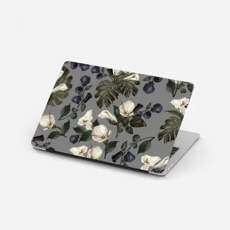Adesivo per laptop motivo botanico elegante con calle e foglie di monstera • Wallissimo®