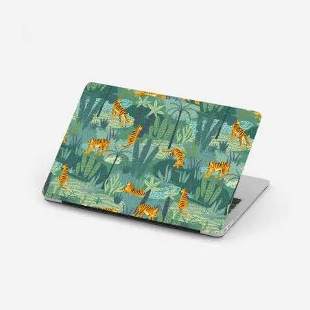 Adesivo per laptop tigri nella giungla tropicale • Wallissimo®