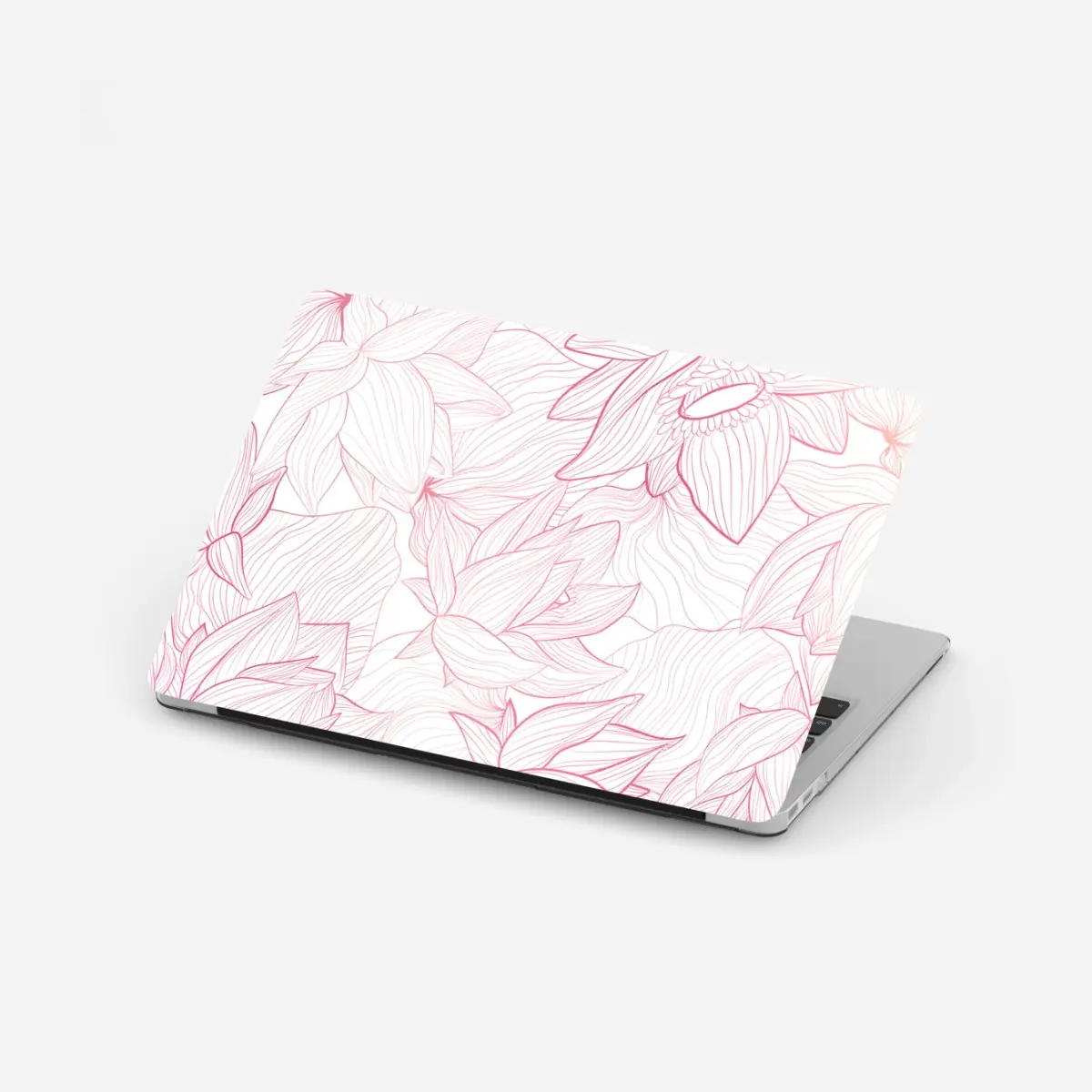 Adesivo per laptop motivo floreale rosa a linee sottili • Wallissimo®