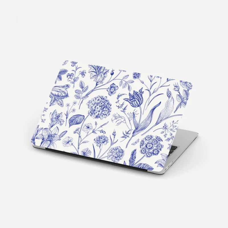 Adesivo per laptop elegante motivo floreale in stile Toile de Jouy