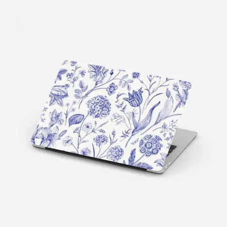 Adesivo per laptop elegante motivo floreale in stile Toile de Jouy • Wallissimo®