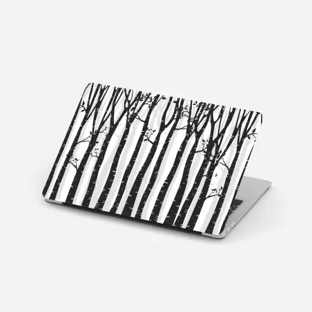 Adesivo per laptop foresta di betulle in bianco e nero • Wallissimo®