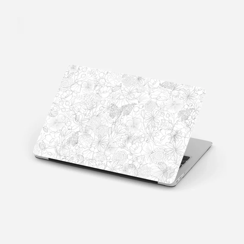 Adesivo per laptop motivo floreale a linee sottili