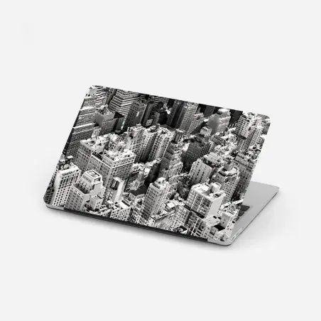 Adesivo per laptop panorama aereo di Manhattan in bianco e nero • Wallissimo®