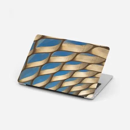Adesivo per laptop struttura a nido d'ape in legno di Chicago • Wallissimo®