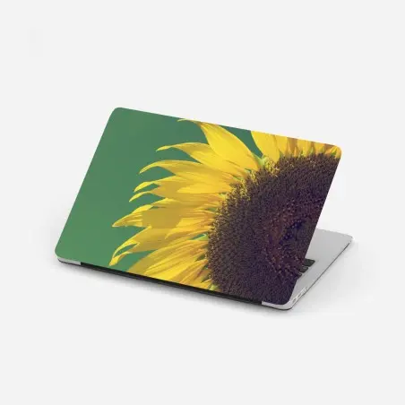 Adesivo per laptop girasole vintage su cielo verde • Wallissimo®