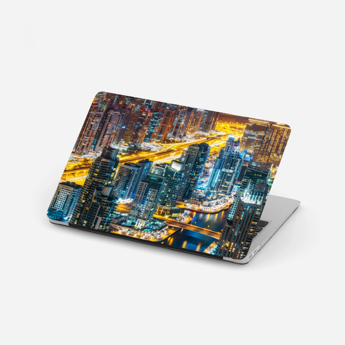 Adesivo per laptop vista notturna di Dubai Marina • Wallissimo®