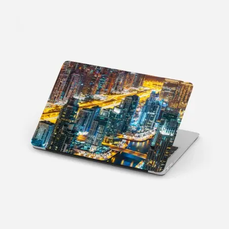 Adesivo per laptop vista notturna di Dubai Marina • Wallissimo®