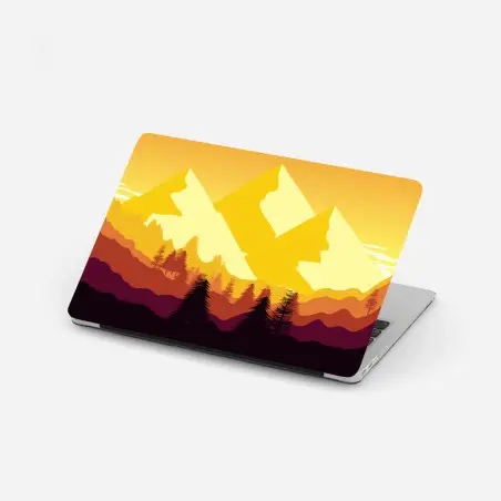 Adesivo per laptop tramonto dorato sulle montagne • Wallissimo®