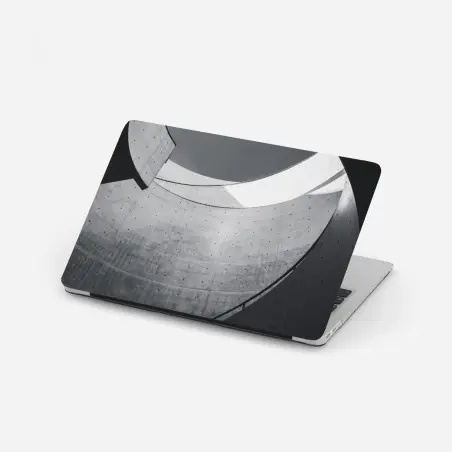 Adesivo per laptop curve di cemento: eleganza architettonica minimal • Wallissimo®