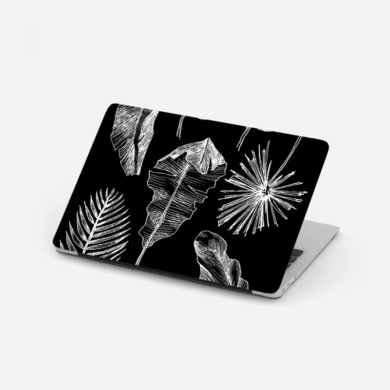 Adesivo per laptop fogliame tropicale a gessetto su sfondo nero