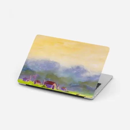 Adesivo per laptop alba estiva in campagna • Wallissimo®