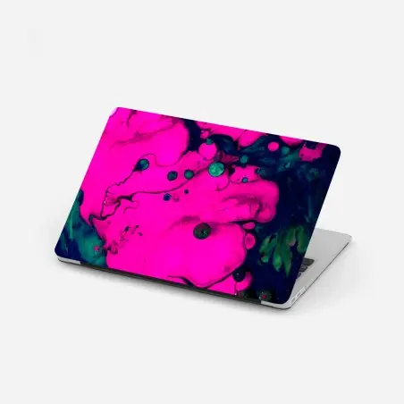 Adesivo per laptop astrazione fluida rosa e smeraldo • Wallissimo®