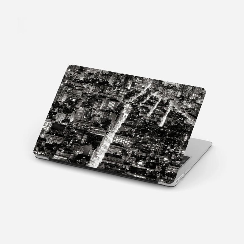 Adesivo per laptop skyline notturno di New York in bianco e nero