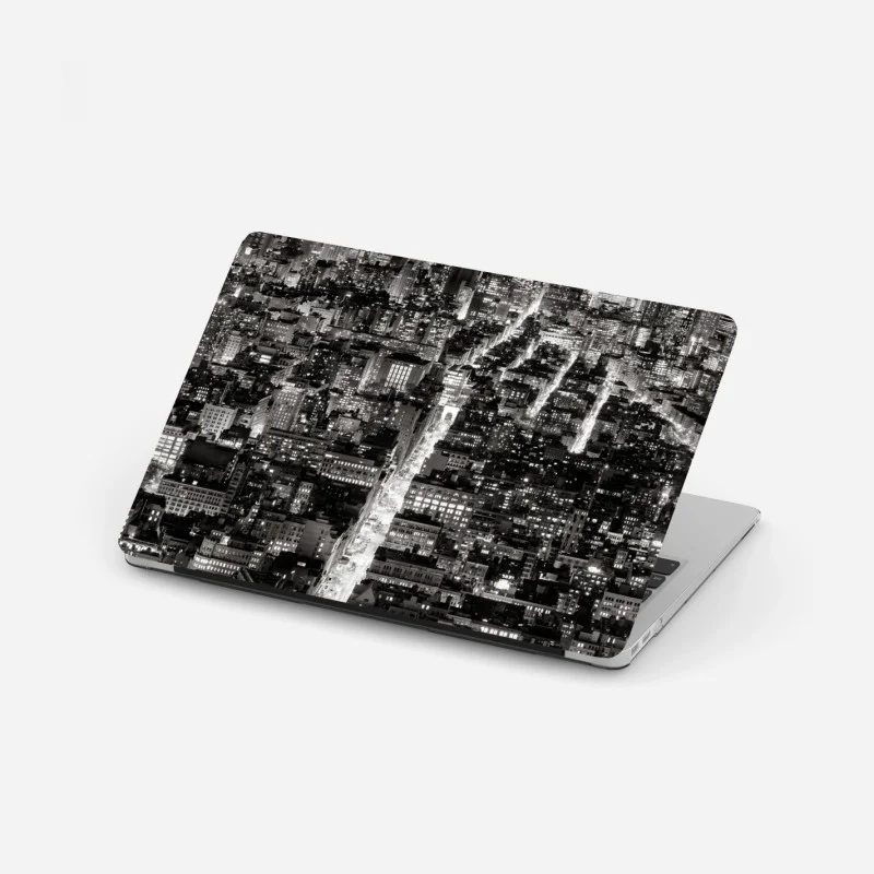 Adesivo per laptop skyline notturno di New York in bianco e nero