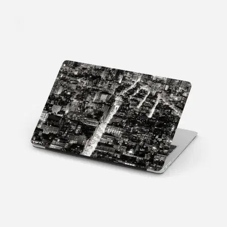 Adesivo per laptop skyline notturno di New York in bianco e nero • Wallissimo®