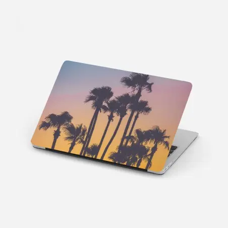 Adesivo per laptop tramonto tropicale in silhouette • Wallissimo®