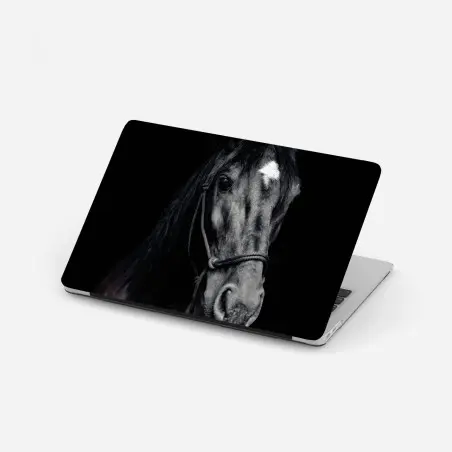Adesivo per laptop ritratto elegante di cavallo su sfondo scuro • Wallissimo®
