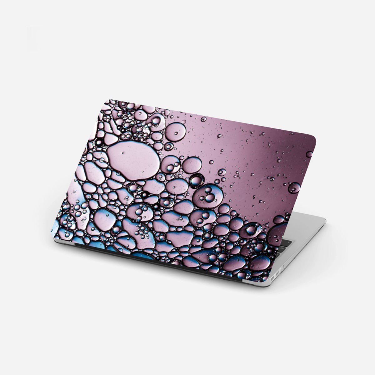 Adesivo per laptop composizione di bolle astratte in rosa e blu • Wallissimo®