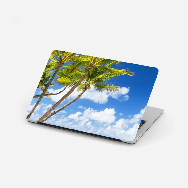 Adesivo per laptop paradiso tropicale: palme su spiaggia bianca