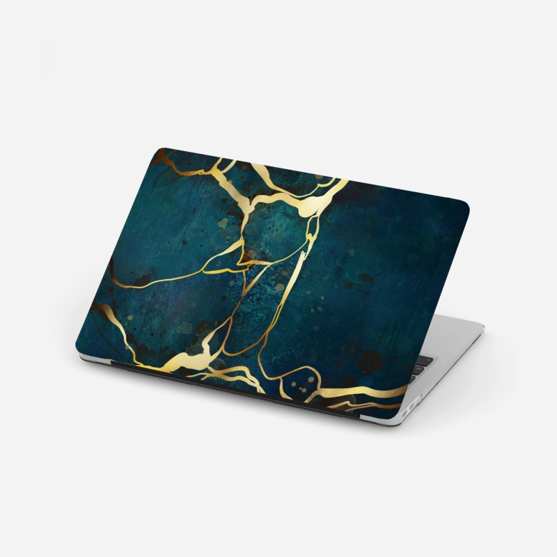 Adesivo per laptop eleganza astratta blu e oro