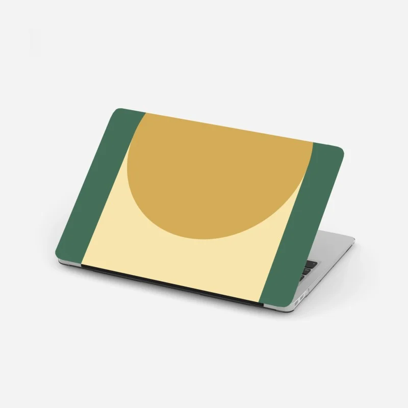Adesivo per laptop composizione geometrica ocra e verde