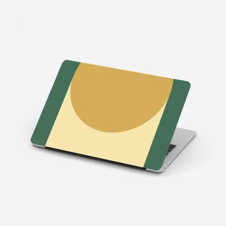 Adesivo per laptop composizione geometrica ocra e verde • Wallissimo®