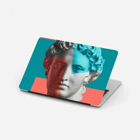 Adesivo per laptop busto classico in chiave pop su sfondo colorato • Wallissimo®