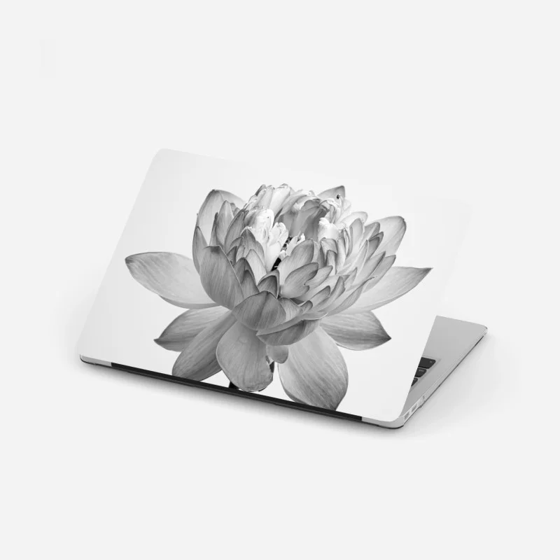 Adesivo per laptop fioritura di loto in bianco e nero
