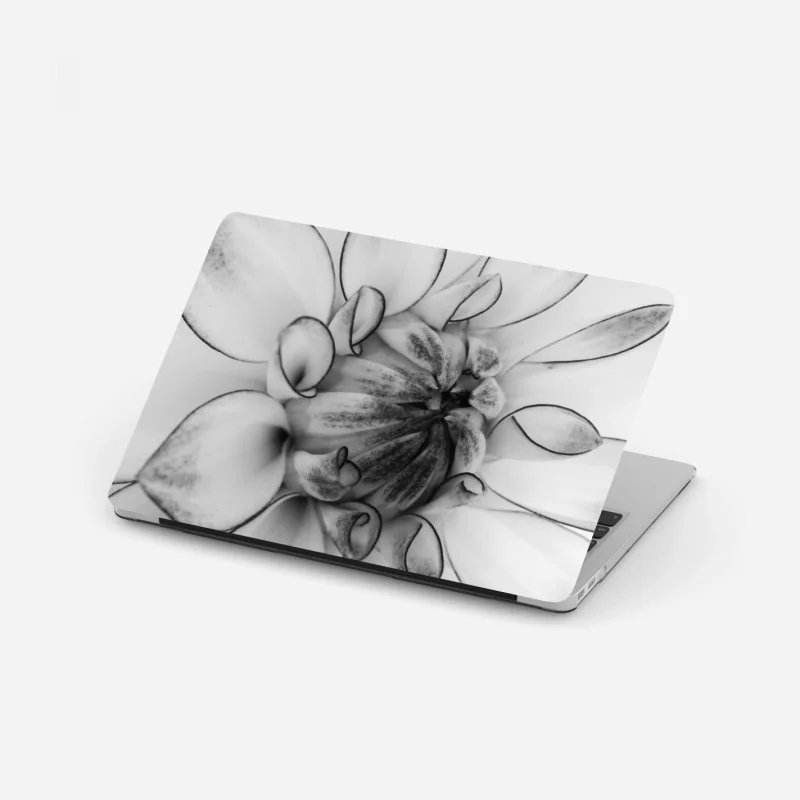 Adesivo per laptop eleganza floreale in bianco e nero