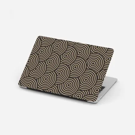 Adesivo per laptop motivo a cerchi concentrici beige e marrone • Wallissimo®