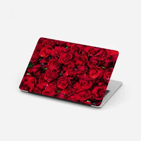 Adesivo per laptop mosaico di rose rosse per un'atmosfera romantica • Wallissimo®