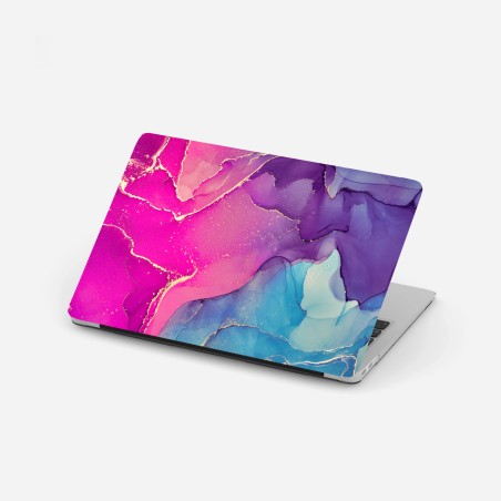 Adesivo per laptop sogno liquido: inchiostro alcolico rosa e azzurro • Wallissimo®