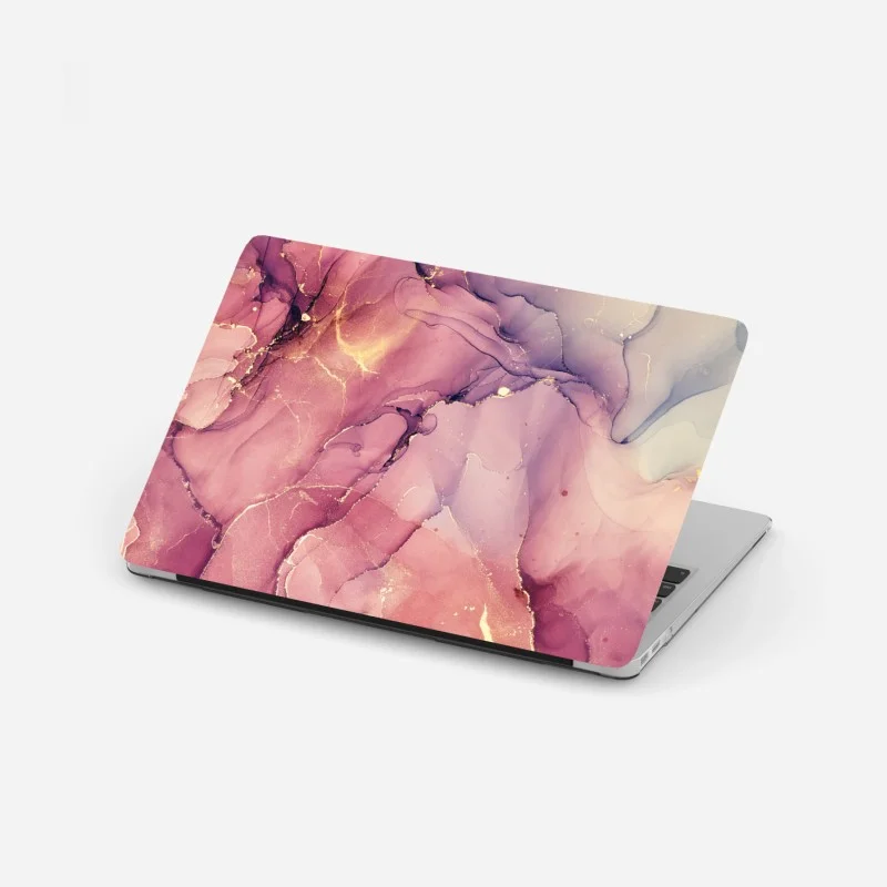 Adesivo per laptop marmo liquido rosa e oro