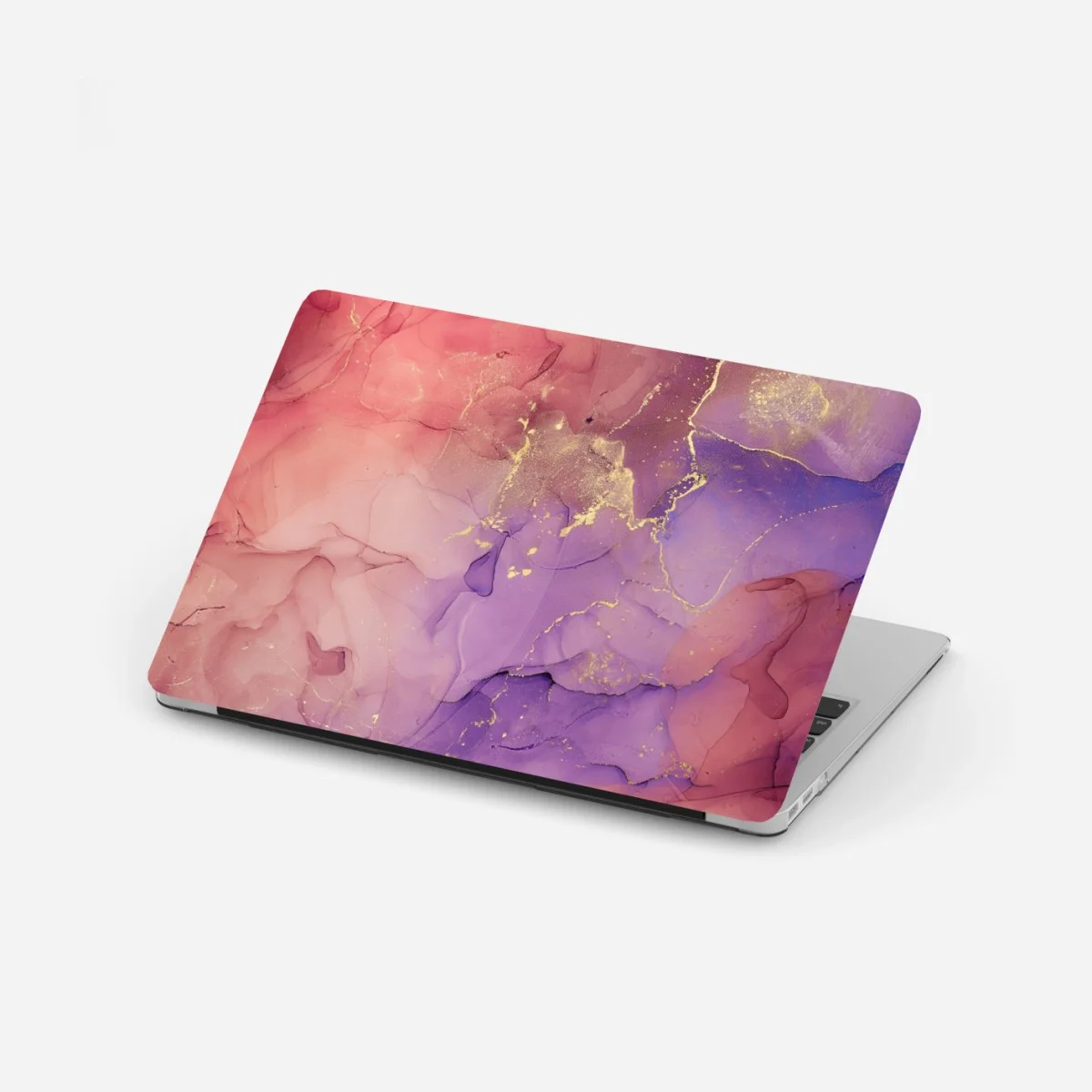 Adesivo per laptop marmo liquido rosa e viola con venature dorate • Wallissimo® Adesivo per laptop marmo liquido rosa e viola con venature dorate • Wallissimo®