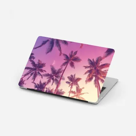 Adesivo per laptop sotto le palme al tramonto • Wallissimo®