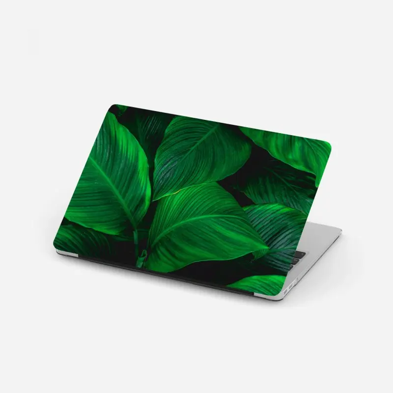 Adesivo per laptop oasi verde: foglie tropicali in primo piano